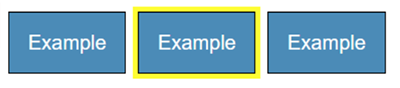 Three blue buttons on a white background, the middle has a light yellow outline outside of the botton's non-focused boundary.